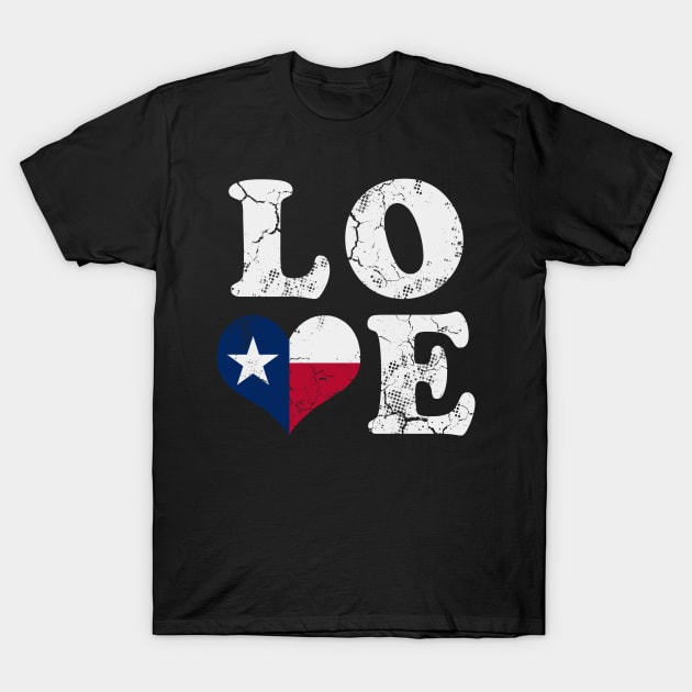 Love Texas Flag Heart Texan T-Shirt by E